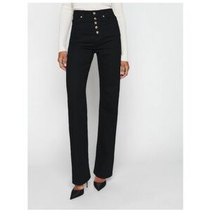 Reformation Wilder Black High-Rise Wide Leg Button-Front Jeans